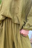Sandbar Linen Blend Pop Over Shirt Olive
